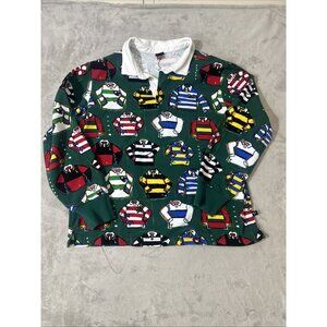 Rowing Blazers Men’s Large Green All Over Rugby Shirt Polo Graphic Print